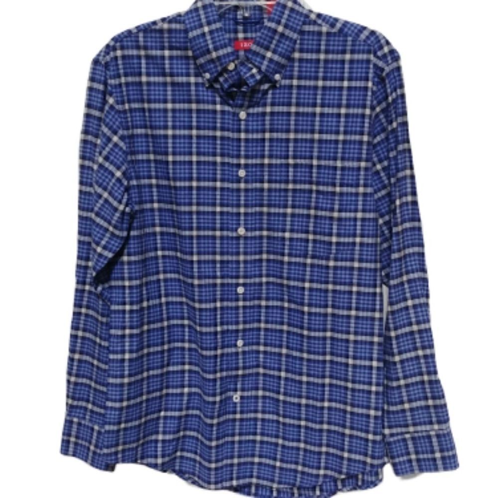 Izod Men's Buttoned Down Blue Plaid Shirt